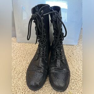 Black glitter boots